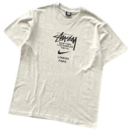 Футболка Stussy Cities List And Nike Logo "Gray"