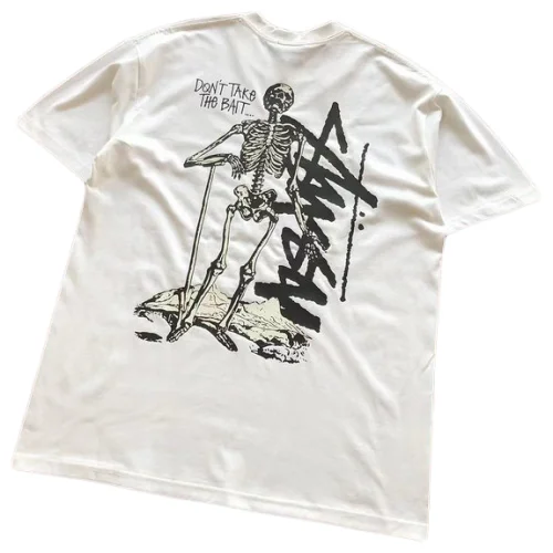 Футболка Stussy Skeleton With Inscription Don't Take The Bait "White"