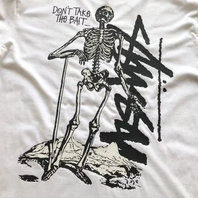 Футболка Stussy Skeleton With Inscription Don't Take The Bait "White" фото № 3