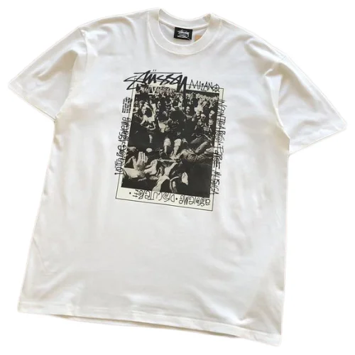 Футболка Stussy Print With People In Square With Lettering Around "White"