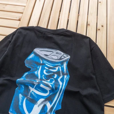 Футболка Stussy Small Logo Front And Can Print Back "Black" фото № 7