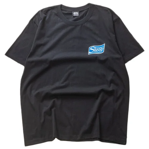 Футболка Stussy Small Logo Front And Can Print Back "Black"