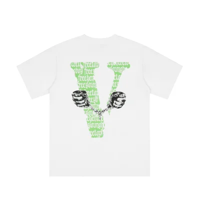 Футболка Vlone Green Print V Two Hands "White" фото № 2