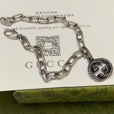 Браслет Gucci Chain WIth Logo Details - Round Pendant "Silver" фото № 3