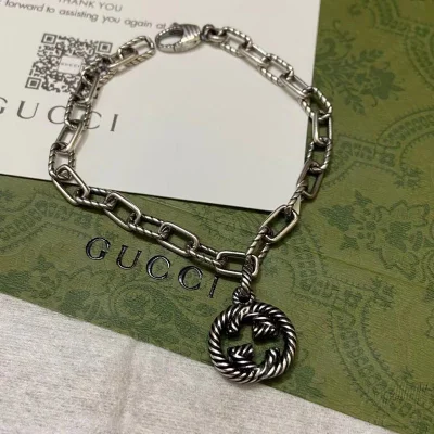 Браслет Gucci Chain WIth Logo Details - Round Pendant "Silver" фото № 2