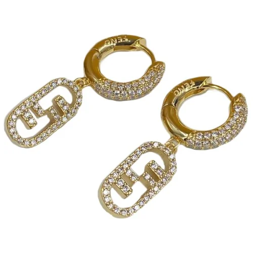 Серьги Fendi Rounded Logo Inside Oval "Gold"