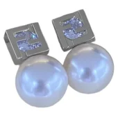 Серьги Fendi Logo Letters - Pearl "Silver"