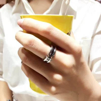 Кольцо Bulgari Cut Out Details "Black" фото № 8