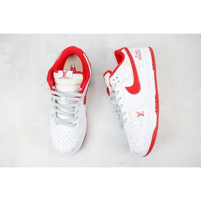 Louis Vuitton x Nike Dunk Low "White/Red" фото № 6
