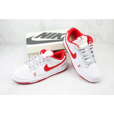 Louis Vuitton x Nike Dunk Low "White/Red" фото № 7
