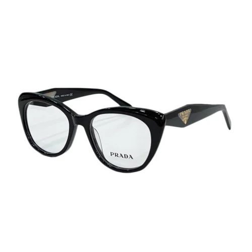 Оправа для очков Prada Cat Eye Form With Gold Logo In Triangle "Black"