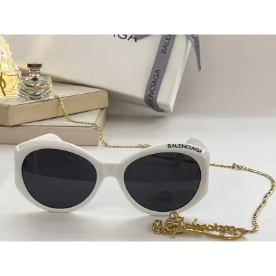 Солнцезащитные очки Balenciaga Round Shaped And One Side Inscription "White" фото № 2