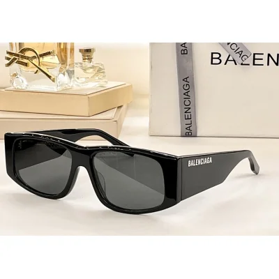 Солнцезащитные очки Balenciaga Wide Frame With Colorful Logo Inscription "Black/Silver" фото № 2