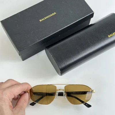 Солнцезащитные очки Balenciaga Aviator Form And Logo Inscription On Temples "Brown" фото № 2