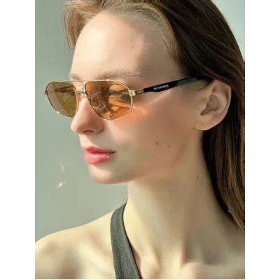 Солнцезащитные очки Balenciaga Aviator Form And Logo Inscription On Temples "Brown" фото № 7