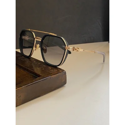 Солнцезащитные очки Chrome Hearts Fluted Frame And Aviator Shaped "Black/Gold" фото № 2