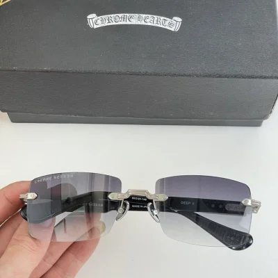 Солнцезащитные очки Chrome Hearts Rectangle Form Without Frame "Black" фото № 2