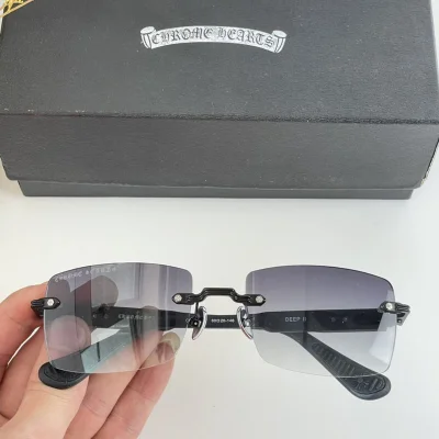 Солнцезащитные очки Chrome Hearts Rectangle Form Without Frame "Black" фото № 5