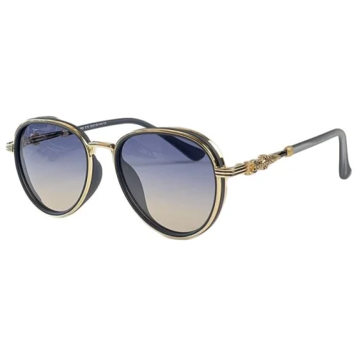 Солнцезащитные очки Chrome Hearts Rounded Thin Decorated Frame "Blue/Gold"