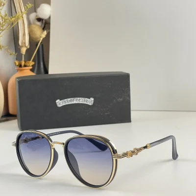 Солнцезащитные очки Chrome Hearts Rounded Thin Decorated Frame "Blue/Gold" фото № 2 Солнцезащитные очки Chrome Hearts Rounded Thin Decorated Frame "Blue/Gold" фото № 2