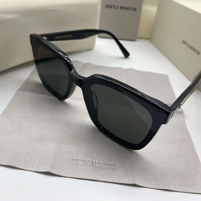 Солнцезащитные очки Gentle Monster Cat Eye Shaped And Temples Decorated By Symbols "Black" фото № 7