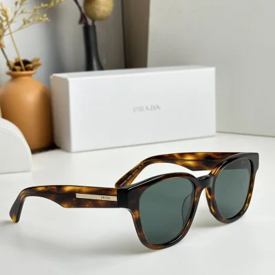 Солнцезащитные очки Prada Frame Decorated By Figure With Logo "Brown/Blue" фото № 2