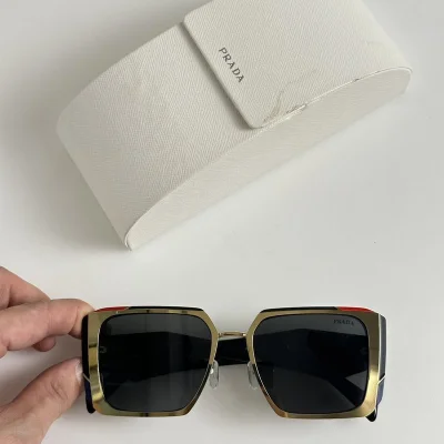 Солнцезащитные очки Prada Wide Lenses Frame With Logo "Black" фото № 2