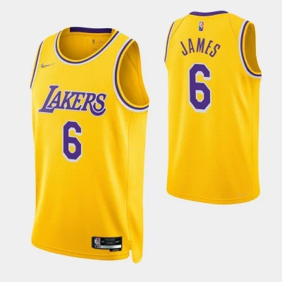Баскетбольная Джерси Nike Los Angeles Lakers 21-22 №6 LeBron James "Yellow" фото № 2