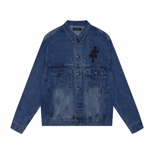Куртка Chrome Hearts Denim Embroidered Crosses "Blue"
