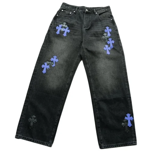 Джинсы Chrome Hearts Crosses "Black/Violet"