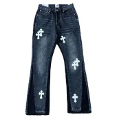 Джинсы Gallery Dept x Chrome Hearts White Cross "Navy Denim"