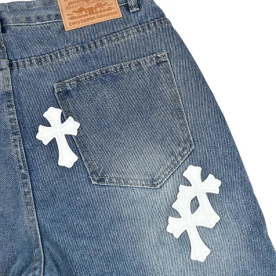 Джинсы Chrome Hearts x Gallery Dept White Cross "Blue" фото № 3 Джинсы Chrome Hearts x Gallery Dept White Cross "Blue" фото № 3