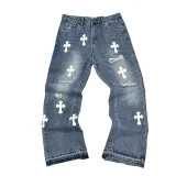 Джинсы Chrome Hearts x Gallery Dept White Cross "Blue"