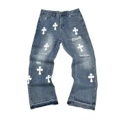 Джинсы Chrome Hearts x Gallery Dept White Cross "Blue"