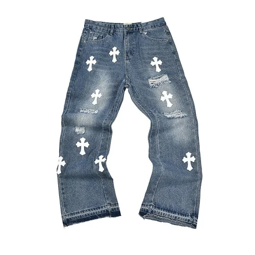 Джинсы Chrome Hearts x Gallery Dept White Cross "Blue"