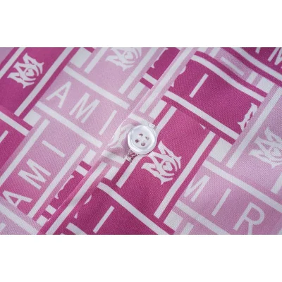 Рубашка Amiri Repeating Logo Inscription "Pink" фото № 3
