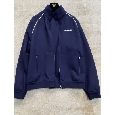 Бомбер Miu Miu Frontside Logotype White Miu MIu Light Lines "Blue" фото № 2 Бомбер Miu Miu Frontside Logotype White Miu MIu Light Lines "Blue" фото № 2