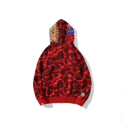 Худи A Bathing Ape Shark Camouflage Print Zip Double Hood "Red" фото № 2