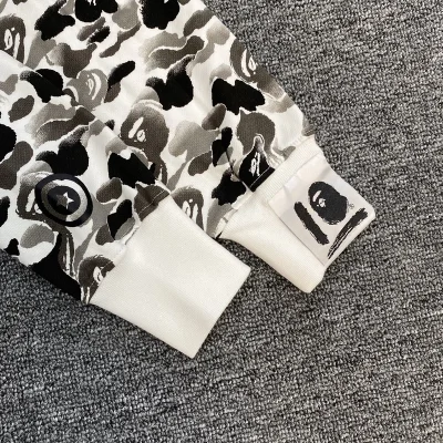 Худи A Bathing Ape Scared Face ZIP "White/Gray" фото № 8