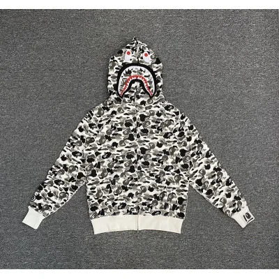 Худи A Bathing Ape Scared Face ZIP "White/Gray" фото № 9