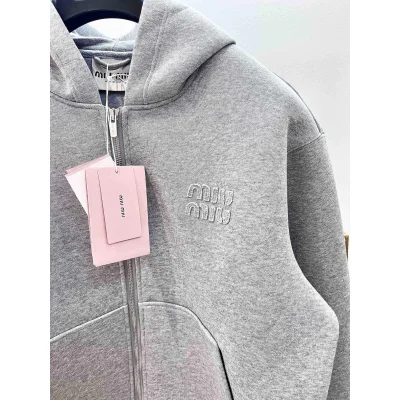 Худи Miu Miu Frontside Light Gray Logo Miu Miu "Gray" фото № 3