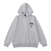 Худи Stussy New York Los Angeles Tokyo ZIP "Gray"