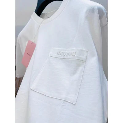 Футболка Miu Miu Frontside Logo On Frontside Pocket Miu Miu "White" фото № 6