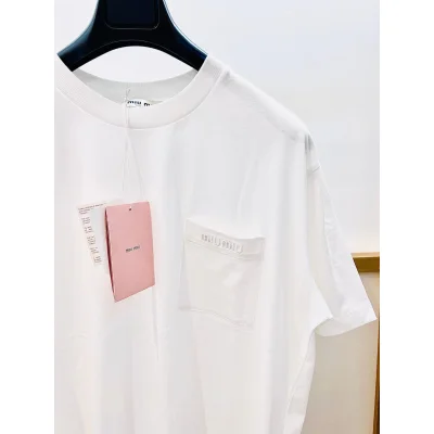 Футболка Miu Miu Frontside Logo On Frontside Pocket Miu Miu "White" фото № 5