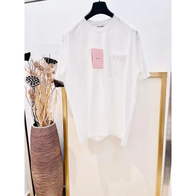 Футболка Miu Miu Frontside Logo On Frontside Pocket Miu Miu "White" фото № 4