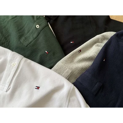 Лонгслив Tommy Hilfiger Small Logo And Button Collar "Gray" фото № 3