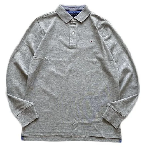 Лонгслив Tommy Hilfiger Small Logo And Button Collar "Gray"