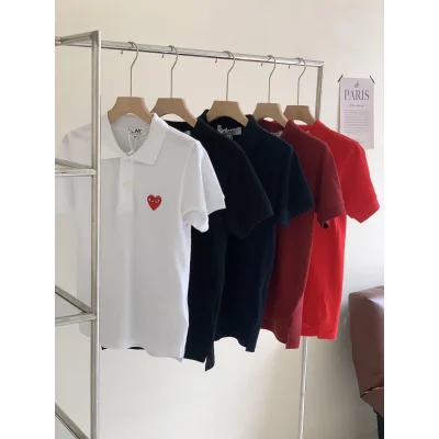 Поло Comme des Garcons Play Red Heart Eyes "Navy Red" фото № 4