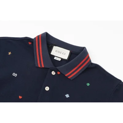 Поло Gucci Hearts Stars Flowers "Blue/Black" фото № 5