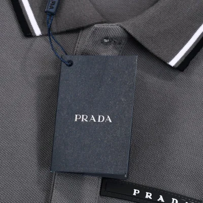 Поло Prada With Black Text Stripe "Gray" фото № 5